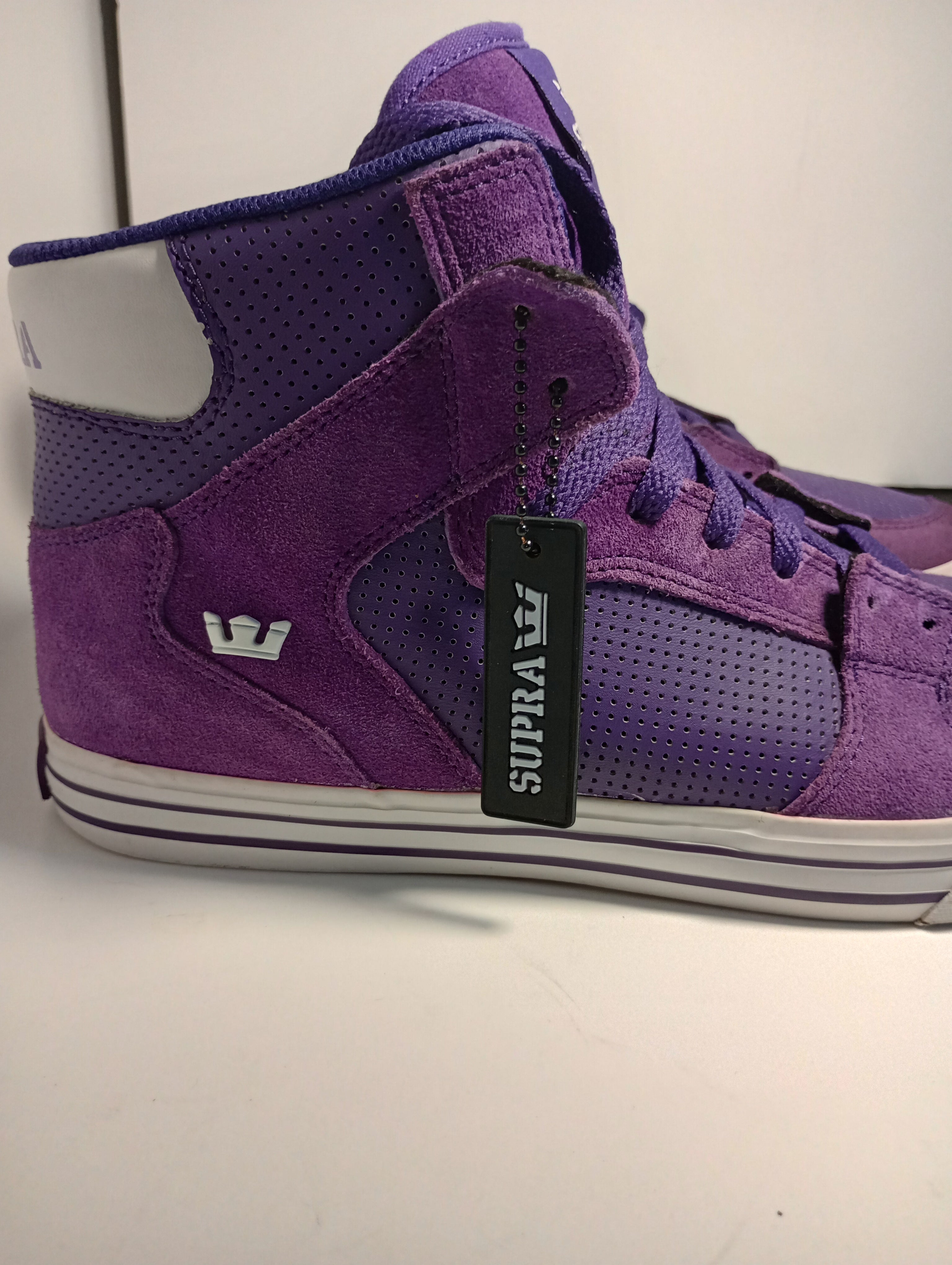 Supra OG Hi Top Vaider Purple Suede Perf Leather Mens 10 W 11.5